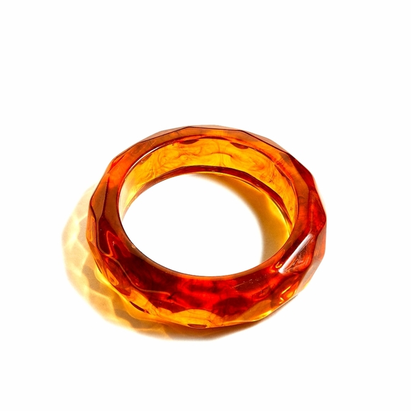 🆕 J Crew Faceted Resin Bangle Bracelet Tortoise - Picture 2 of 4